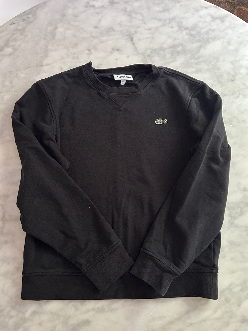 Lacoste Black Crewneck Sweatshirt with Green Crocodile Logo